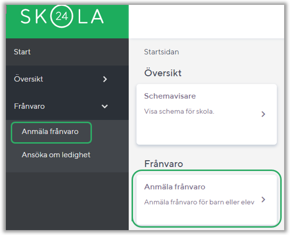 Bild som visar var man Anm&auml;ler fr&aring;nvaro